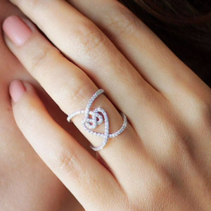 Bague géométrique 3D en forme de cœur pour femme, bijou tendance pour l'index - Product Image 2