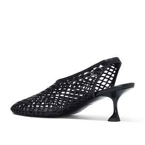 Famosa fabbricazione all'ingrosso di prezzo più recente Sexy da <span class=keywords><strong>donna</strong></span> in rete nera con fionda posteriore a punta <span class=keywords><strong>bassi</strong></span> tacchi gattino pump per la festa di nozze - Product Image 2