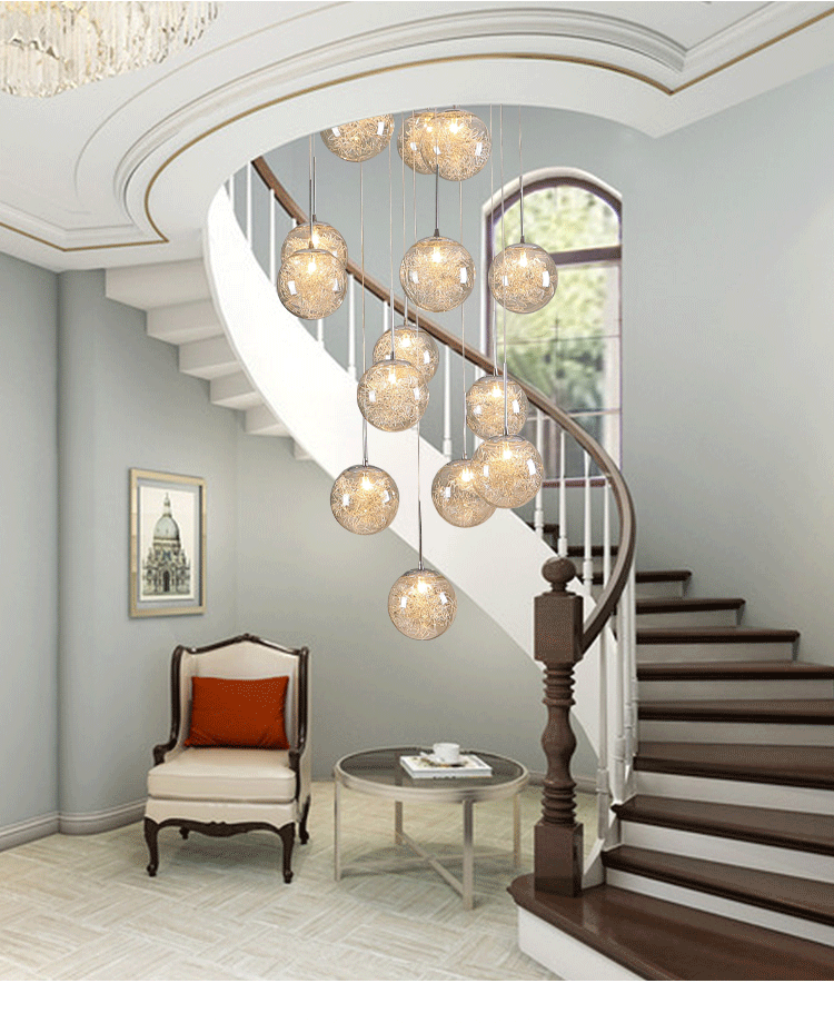 Fillux современные светодиодные Золотые шарики лестницы хрустальные большие люстры потолочные Роскошные скандинавские лампы для гостиницы гостиной