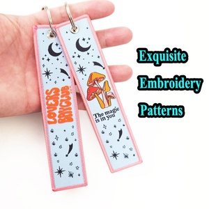 Oneway Wholesale Double-Sided Embroidery <b>Keychain</b> Custom Brand Logo Woven Cartoon Keyring <b>Anime</b> Style Plush Material - Product Image 2