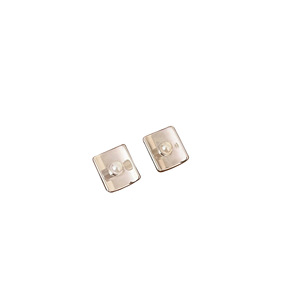 Ruitai S925 Sterling <b>Silver</b> Square Pearl <b>Stud</b> Earrings Geometric Design Bezel Setting Everyday Wear Fine Jewelry - Product Image 5