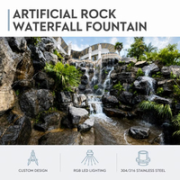Fuente de Agua Decorativa para Exteriores, Programable, Estilo Roca, con Iluminación Láser RGB, IP68, para Proyectos de Jardines y Villas, Venta al Por Mayor B2B
