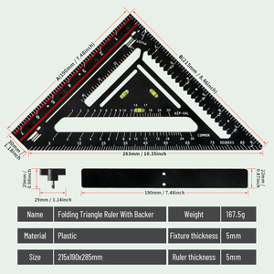 Juego de Reglas Triangulares de ABS de 7 Pulgadas, Personalizables OEM/ODM de <span class=keywords><strong>Sowell</strong></span> Industrial, Color Negro, Garantía de 1 Año - Product Image 6
