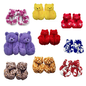 Pantuflas de invierno y otoño impermeables, afelpadas, con diseño de oso de peluche, punta abierta, suela de <span class=keywords><strong>EVA</strong></span> y TPR, con masaje, estilo coreano, de malla, para parejas, uso doméstico, diseño de <span class=keywords><strong>calabaza</strong></span>, para mujer - Product Image 1