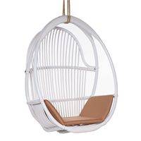 Chaise suspendue simple de chaise de corde de plafond d'extérieur en osier de rotin de balançoires de patio blanches