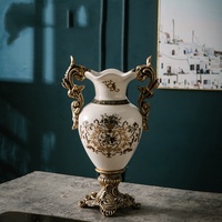 Trophée d'art de style européen rétro Vase en céramique du sol au plafond Décoratif floral