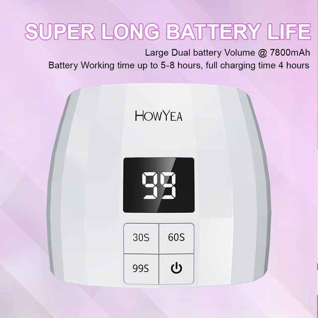 HOWYEA Ai Cordless High-Power UV LED Nail Lamp for Home & Salon Use Professional Drying Portable Custom Logo Nail Table Lamp