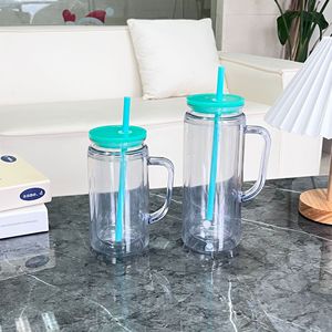 Toptan 16oz 20oz Çift Cidarlı Akrilik Plastik Kar Küresi Bardakları, Saplı, Önceden Delikli, Kapaklı Şeffaf Plastik Bardaklar, Çocuklar İçin - Product Image 5