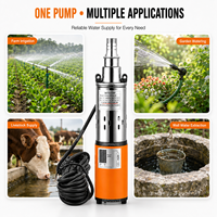 Pompe à eau solaire submersible à puits profond 12V 36V 48VDC à balais, en acier inoxydable, haute pression, pour l'irrigation agricole