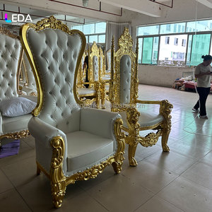เก้าอี้บัลลังก์หนัง PU สีขาวสไตล์ยุโรป LEDA พร้อมโครงสีทอง สำหรับเฟอร์นิเจอร์ห้องจัดเลี้ยงโรงแรม - Product Image 3
