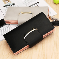 Dompet telinga kucing wanita mode baru dompet panjang gaya Jepang dan Korea dompet amplop uang tunai tempat kartu kredit ID banyak kartu