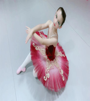 Nouveaux costumes de tutu de ballet en velours rouge attrayants pour filles, taille personnalisée, couleur dégradée, design pancake, modèle TUTU-41