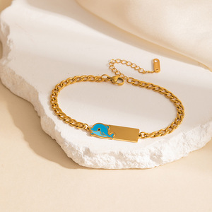 Grensoverschrijdend populaire roestvrijstalen dolfijn vierkante armband, licht luxe niche high-end ster sieraden, modieus elegant - Product Image 1