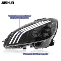 Phares Avant LED Améliorés JUSHUN pour Mercedes-Benz W204, Lentille de Projecteur LED 2007-2010 C180 C200 avec Clignotant Dynamique
