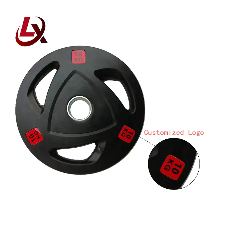 Factory Gym/the Home Sports Goods 15 20 25 Kg 3 Holes Rubber/cast Iron Vinyl Barbell Weight Plate