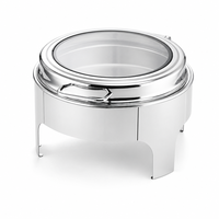 Plat à chafing dish circulaire de luxe 6L en acier inoxydable à surface lisse pour buffets d'hôtels, restaurants et restauration rapide, chauffant