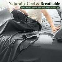 Parure de draps de luxe pour hôtel, taille Queen, en viscose de bambou 100% biologique, poches profondes de 16 pouces, ultra douce et rafraîchissante, 4 pièces