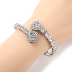 Jewelry Hip Hop Iced Out Diamond Bangle Jewelry Heart Smart Bracelet For Women