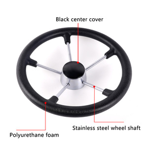 Stainless Steel <b>Yacht</b> Steering Wheel 13.5 Inch Black Polyurethane Foam Marine Boat Control STW068 - Product Image 4