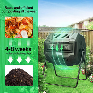 160L Dual Chamber Tumbling Composter Outdoor <strong>Rotating</strong> <strong>Compost</strong> Tumbler <strong>Bin</strong> for Garden Kitchen Yard Waste 37 Gallon <strong>Compost</strong> <strong>Bin</strong> - Product Image 3
