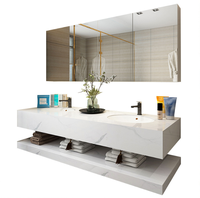 Meuble-lavabo mural moderne et gain de place avec robinet et miroir, vente directe usine