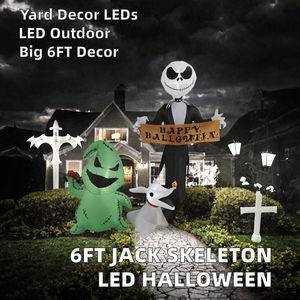 Decorazione Gonfiabile di Halloween da 1,8 Metri, Scheletro di Jack Zero, Ornamento per Giardino e Feste all'Aperto - Product Image 2
