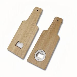 Ouvre-bouteille en bois personnalisé en forme de bouteille de bière, écologique, créatif, ouvre-bouteille plat en bois avec trou - Product Image 2