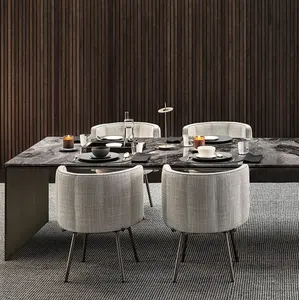 Modern Italian Style Dining Room Furniture Rectangular Dining Table And Chairs Set Wooden Large Dining Set