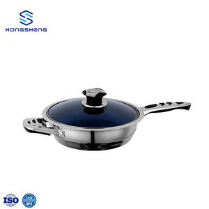 Gran oferta, cazuelas de inducción de acero inoxidable con borde ancho, 16 Uds., juego de utensilios de cocina con tapa de vidrio azul - Product Image 3