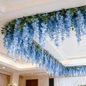 Guirnalda de glicinia artificial azul para decoración de bodas y hogar, planta colgante para decoración de pared, 1 tira - Product Image 4