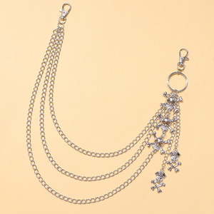 Cadena de cintura metálica con calavera Yueli, colgante pirata de varias capas, estilo gótico hip hop, cadena corporal de moda para uso diario. - Product Image 3