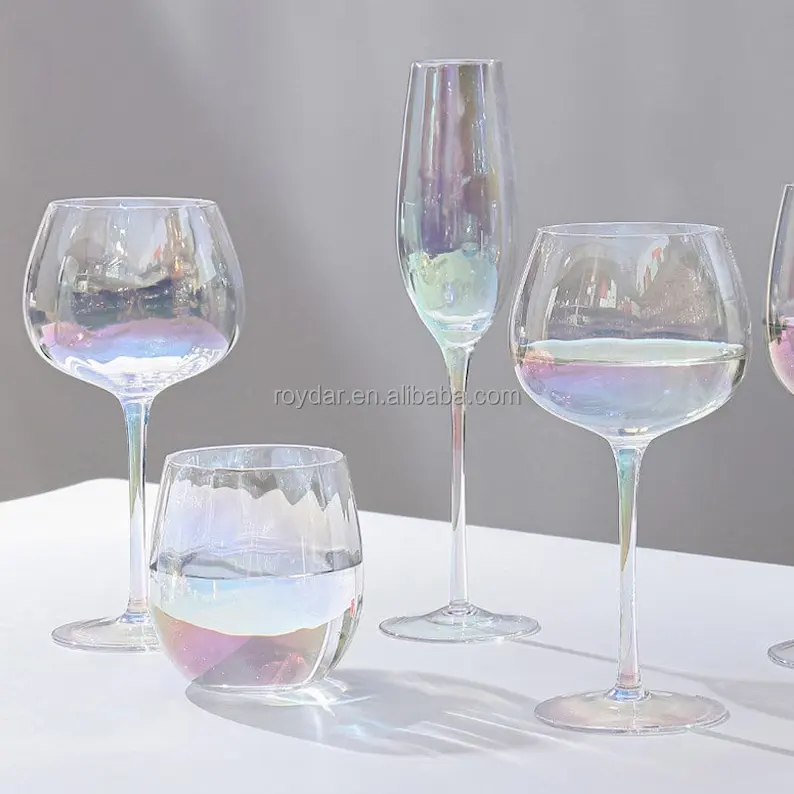 इंद्रधनुष वाइन चश्मा रंगीन क्रिस्टल ब्राइडल वाइन चश्मा शादी की पार्टी चमकदार शैंपेन चश्मा