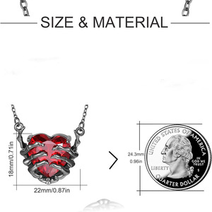 Stile retrò stile Punk esagerato personalità rosso scuro amore fantasma artiglio collana pendente per uomo e donna - Product Image 2