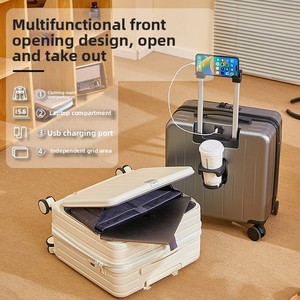 <span class=keywords><strong>Valise</strong></span> <span class=keywords><strong>cabine</strong></span> 18 pouces avec ouverture frontale, sac de voyage pour femmes et hommes, roulettes universelles, petite <span class=keywords><strong>valise</strong></span> à code - Product Image 3