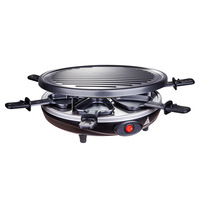 Vente directe d'usine Table ronde 3 en 1 Fonctionnalités Machine automatique à faire des crêpes au fromage au chocolat Réchauffeur Raclette Barbecue Grill