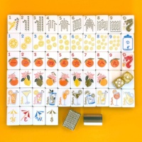Jeu de Mahjong en Acrylique de Luxe Américain de 160 Pièces à Motifs Personnalisés Jus de Citron Frais, Convient pour Table de Casino 4 Personnes
