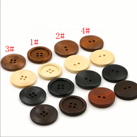 Kancing Kayu Alami Custom 4 Lubang Bentuk Bulat Bermotif untuk Pakaian