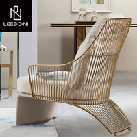 Mobilier de salon design de luxe chaise longue de fauteuils modernes en tissu d'acier inoxydable