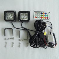 Projecteur Led antibrouillard avec télécommande sans fil RF, 2 pièces, 3.2 pouces, faisceau lumineux pour le travail, tout-terrain, 4x4, RGB
