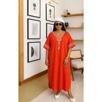 Robe d'été en laine imprimée à col en V pour femmes musulmanes du Moyen-Orient, transfrontalière |   Robe de style ethnique arabe |   Commerce mondial prêt à expédier