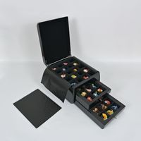 Boîte de présentation rectangulaire en bois, finition noire brillante, faite à la main, pour baklava et noix de cajou arabes et turques, emballage pour gâteaux et en-cas
