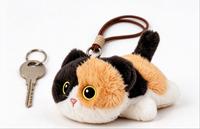 Porte-clés en peluche personnalisé, adorable breloque chat calico pour cadeaux promotionnels, conception sur mesure, pendentif de sac en peluche ODM