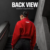 Veste d'automne de haute qualité à col rond, coupe courte et oversize, à manches longues, effet délavé, style streetwear vintage, écologique