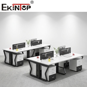 Table d'ordinateur de haute qualité pour 4 personnes, poste de travail de bureau moderne, cloisons extensibles pour centre d'appels, atelier métallique - Product Image 1