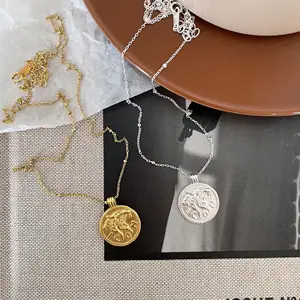 Модные женские ювелирные изделия значок письмо кулон Золотое заполненное 925 стерлингового серебра Лев монета ожерелье