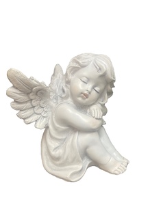 Statua di angelo In resina seduta angelo di preghiera In memoria ragazza bambino regalo ispiratore regalo di grazia angelo di preoccupazione - Product Image 2