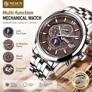 Montre mécanique automatique multifonctionnelle de haute qualité pour homme, étanche, ajourée, idéale pour les affaires et les loisirs, avec fonction veilleuse. - Product Image 1