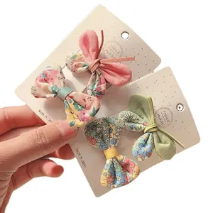 2pcs/set Children butterfly bow hair clips Girl baby knot floral hair grips headwear Korean princess fresh and lovely duck clips