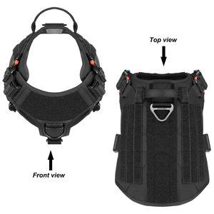 Clip de laisse avant sans traction, panneau de crochet et de boucle gilet MOLLE de chien de travail de grande taille harnais tactique pour chien avec poignée - Product Image 3