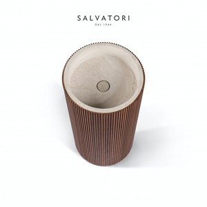 Salvatatori Adda moderno lavello Freestanding in legno a coste Design pietra naturale e materiale in resina per uso bagno o Hotel - Product Image 2